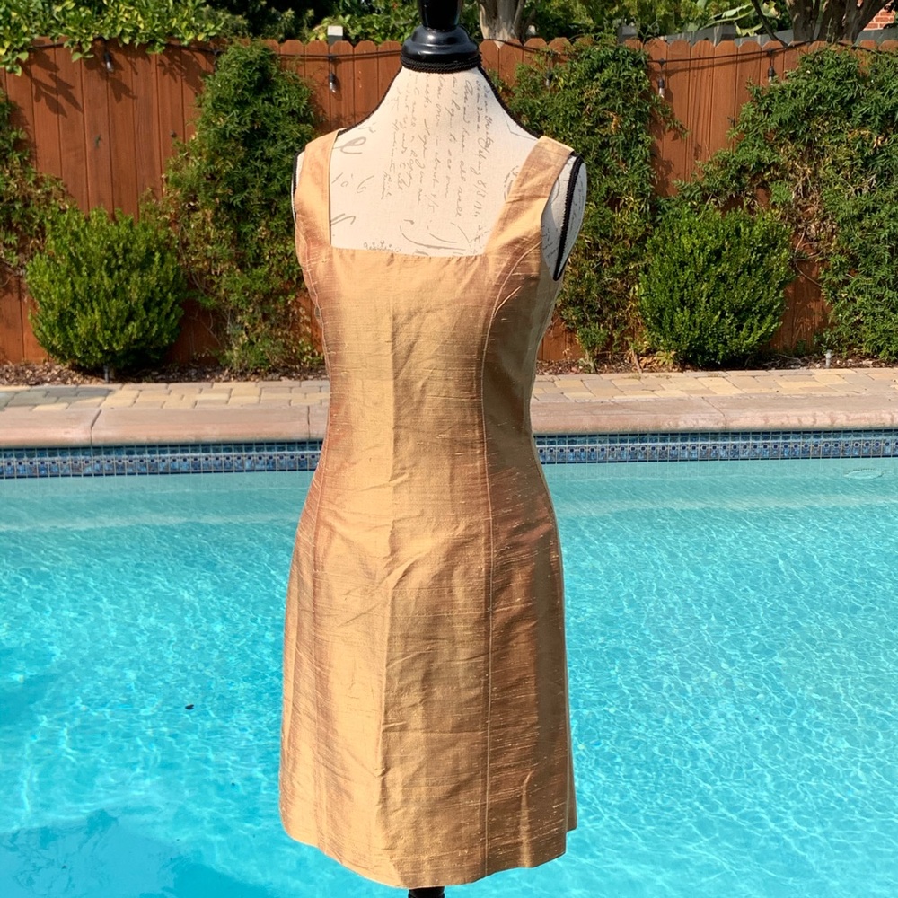 Vintage Lisa Anne Gold Metallic Cocktail Dress